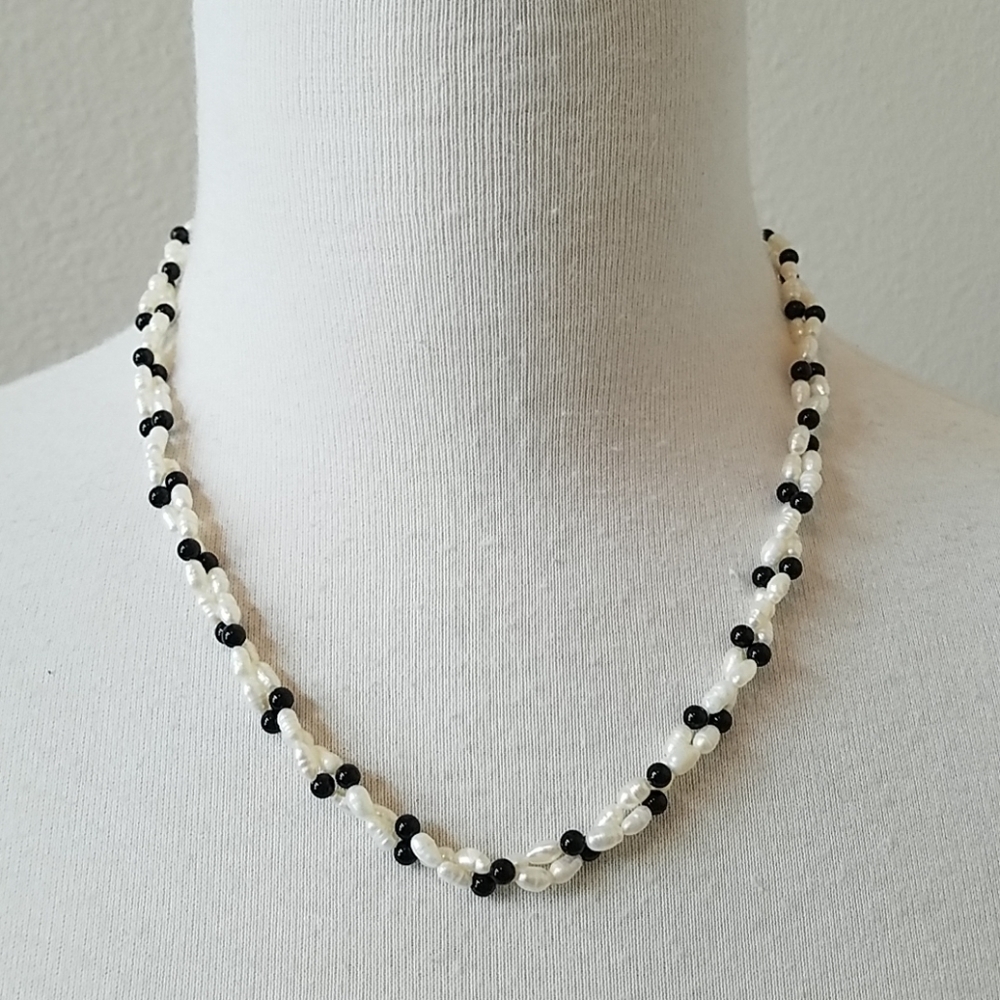 Twisting Seed Pearl Necklace and Bracelet
